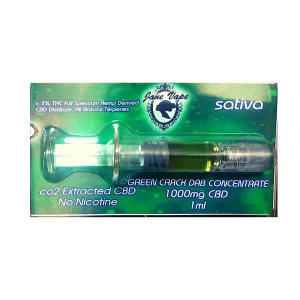 Full Spectrum CBD Distillate 1000mg Green Crack, Sativa, 1 syringe